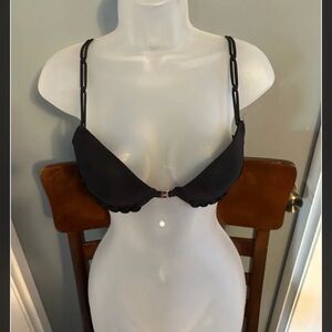 Black Underwire Bra with Molded Cups and Adjustable Straps